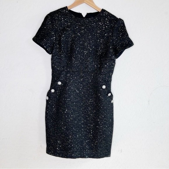 Ann Taylor Sparkle Button Trim Sequin Tweed Dress - Picture 4 of 10